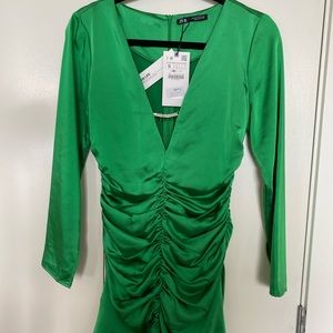 Zara satin ruched dress